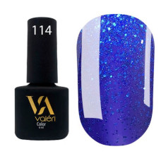 Гель-лак VALERI Color №114 яскравий синій з блискітками 6 ml