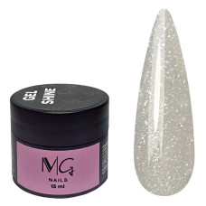 Гель для нарощування MG Shine Gel №01 (бежеве срібло, світловідбивний), 15 мл