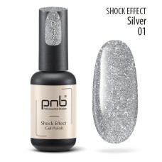 Топ світловідбивний для гель-лаку без липкого шару PNB SHOCK SILVER TOP NO-WIPE 8 мл
